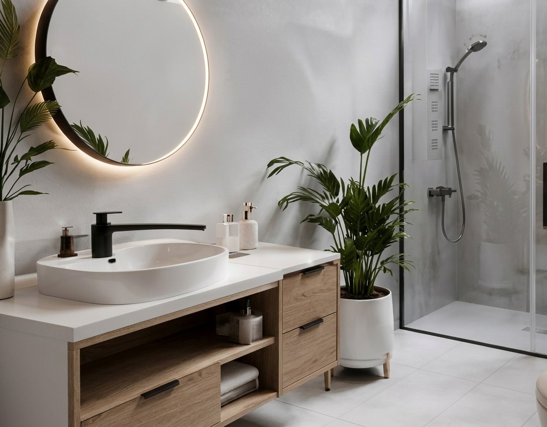 Salle de bain moderne avec douche à l'italienne