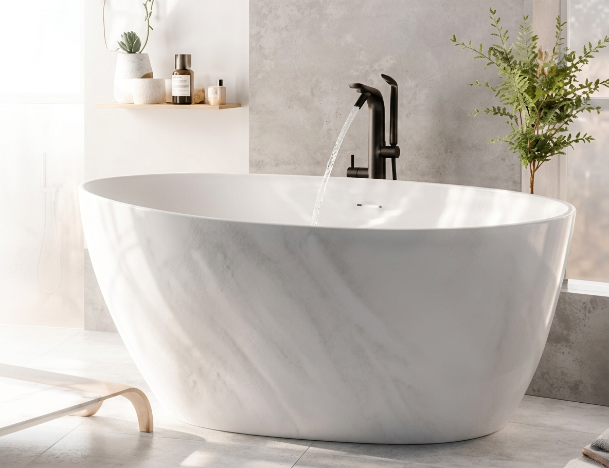 Baignoire moderne dans une salle de bain élégante