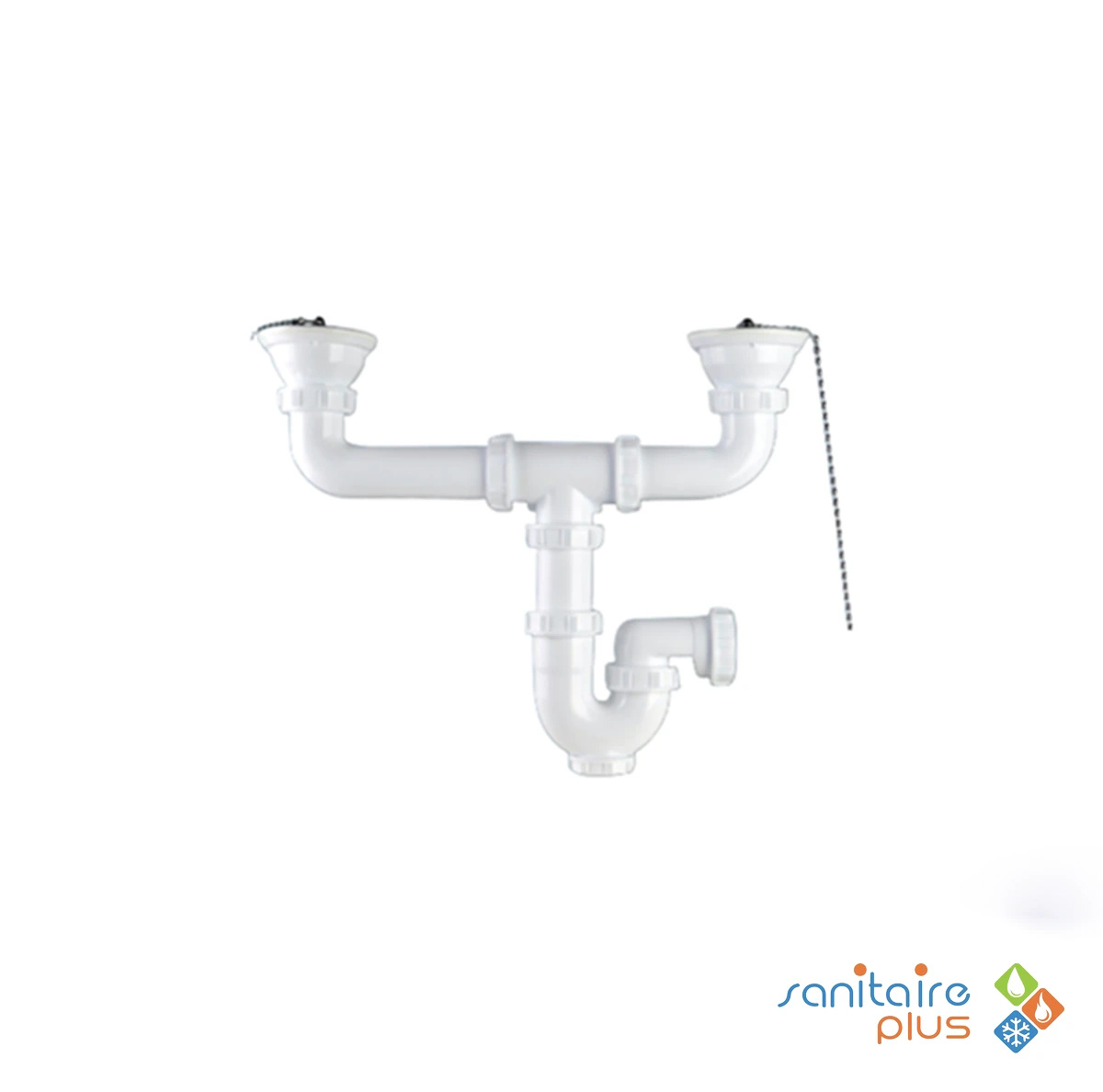 Te de vidage bi bac siphon cross
